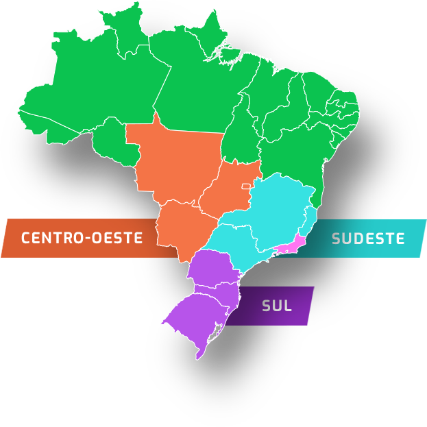 Regiões Atendidas: Sul, Centro Oeste, Suldeste